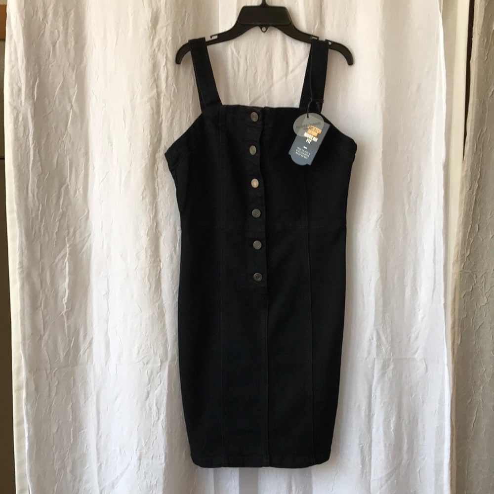 Black wash denim dress